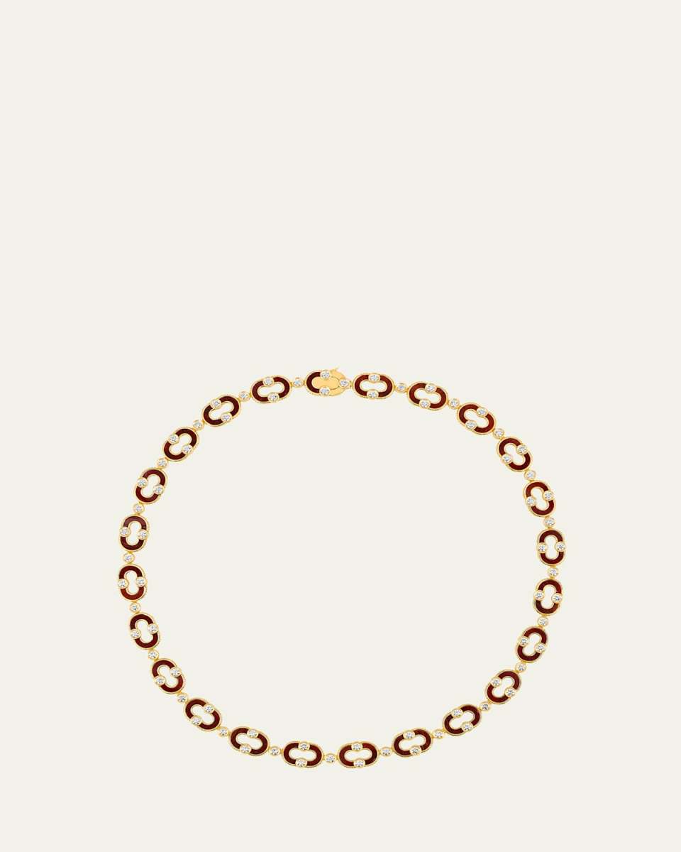 Magnetic Enchain 18K Yellow Gold Diamond and Bull Eye Necklace